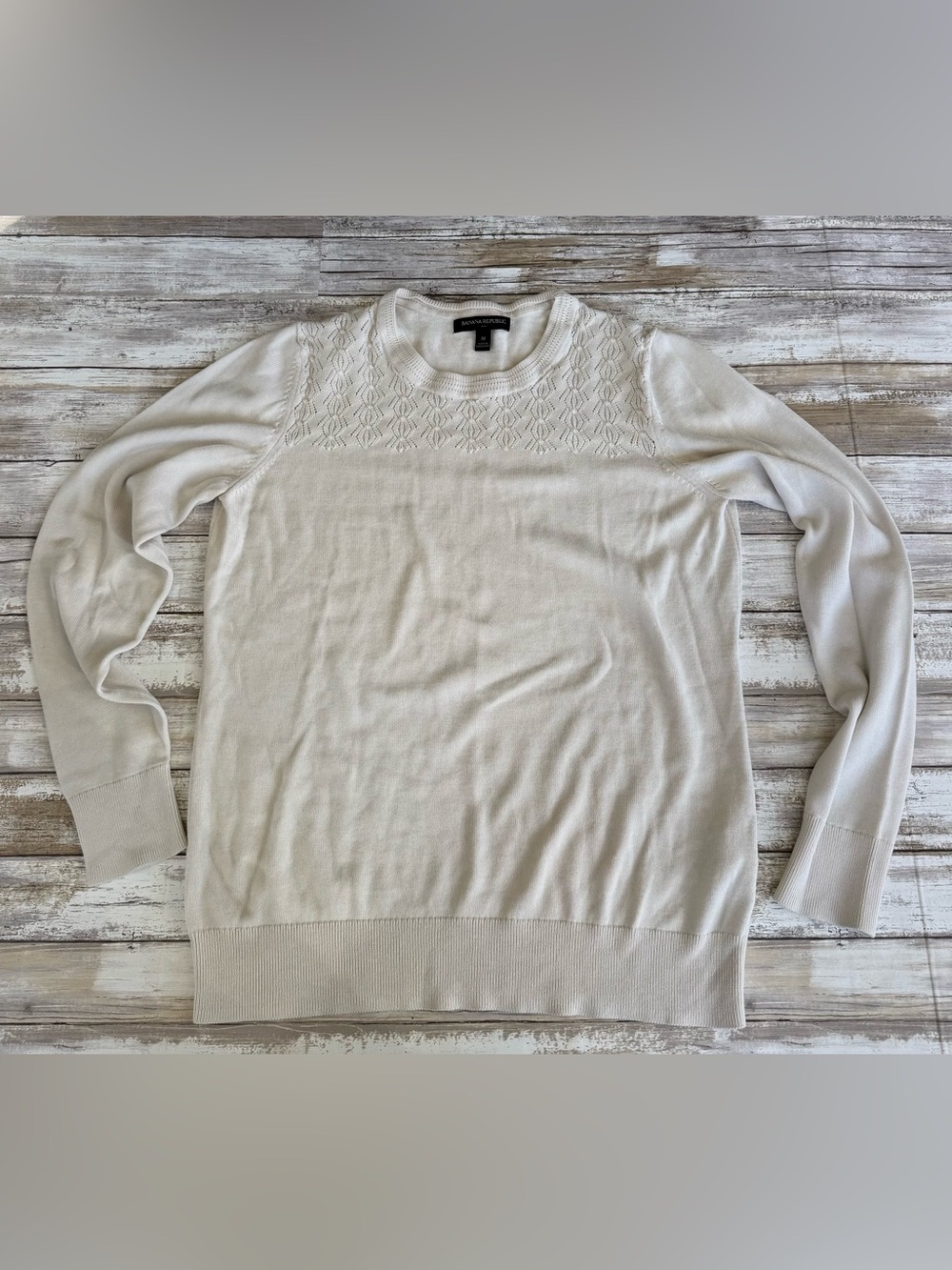 Banana Republic Geometric Knit Sweater in Cream Size Medium